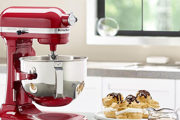 A kitchenaid mixer in a kitchen,