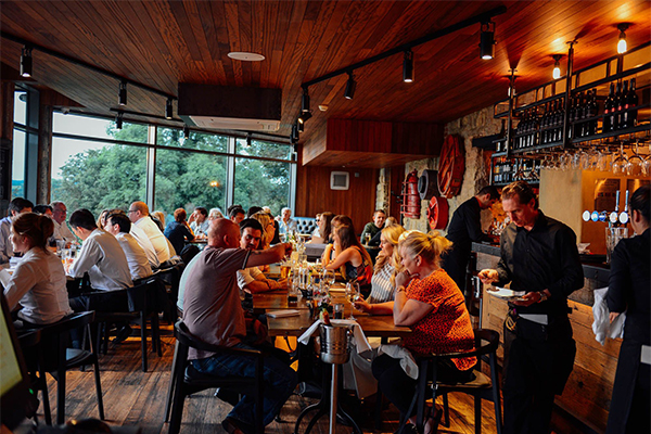 Organised seating plan in a restaurant.