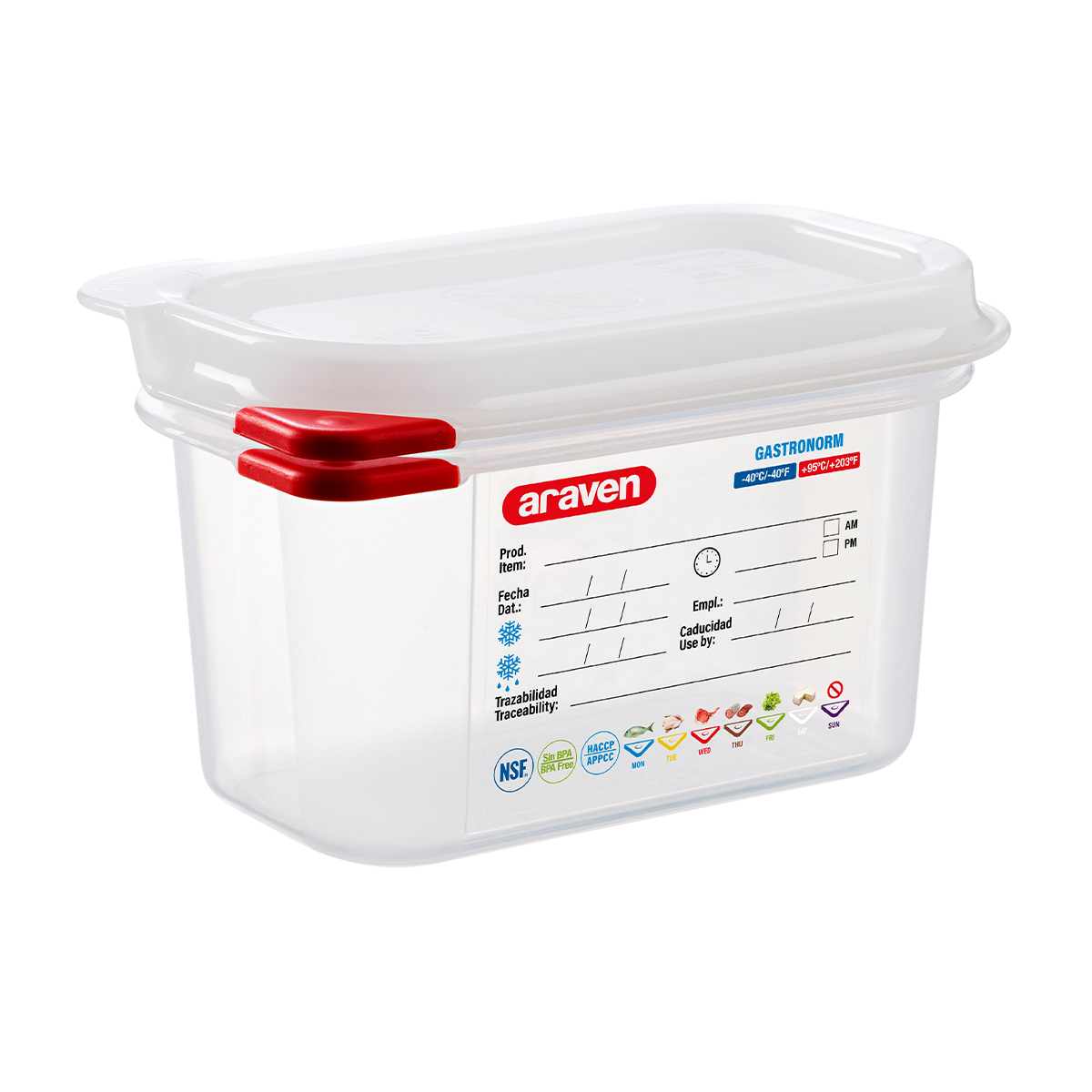 GN 1/9 AIRTIGHT CONTAINER   100MM   By Araven