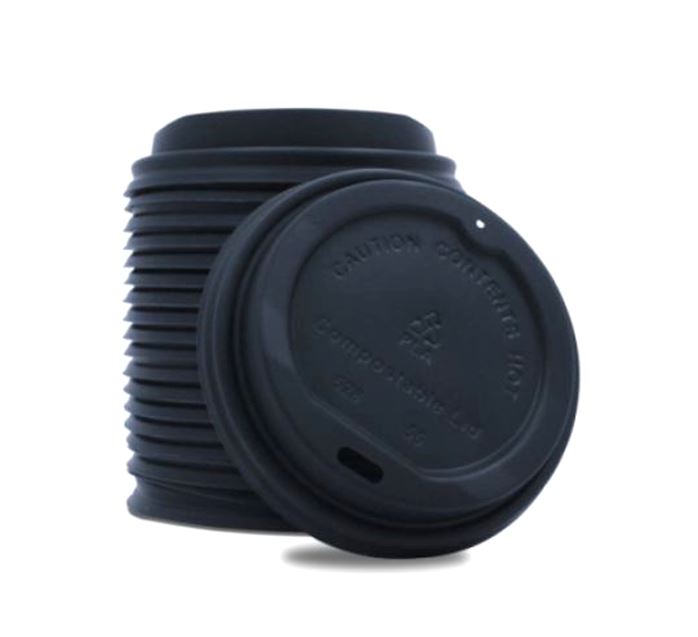 RECYCLABLE CPLA SIP LID BLACK 90MM   For all 300-500ml Cups