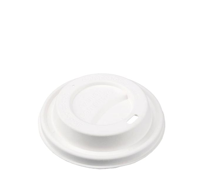 BIO SUGAR CANE BAGASSE SIP LID WHITE 80MM   For all 250ml Cups
