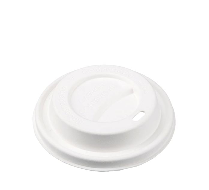 BIO SUGAR CANE BAGASSE SIP LID WHITE 90MM   For all 300-500ml Cups