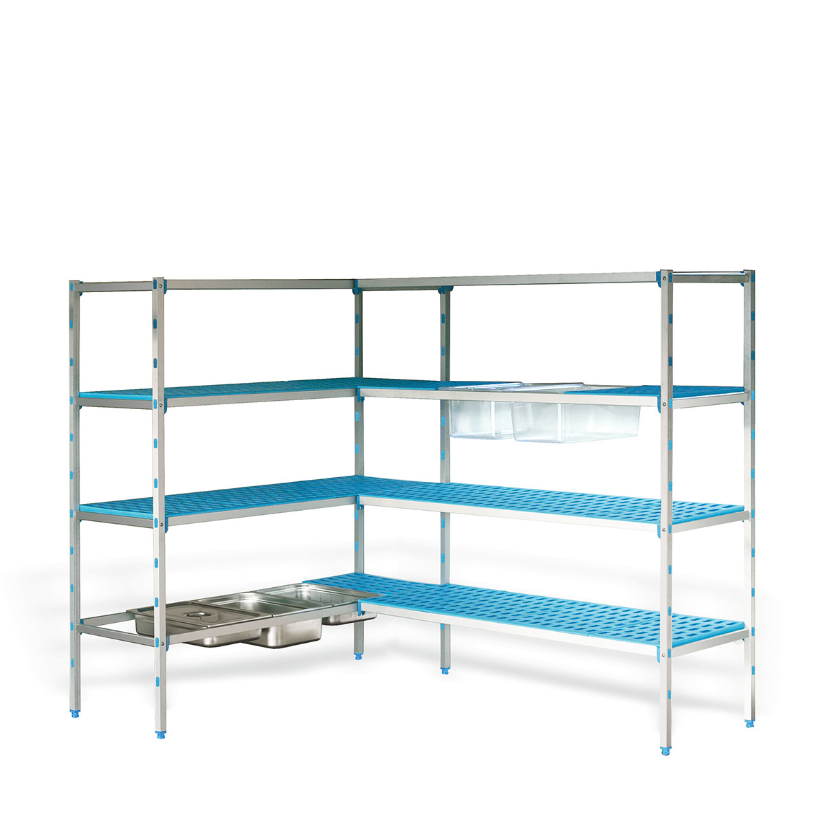 PLASTIC SHELVING CORNER UNIT 1263X555X1750MM   By Pujadas