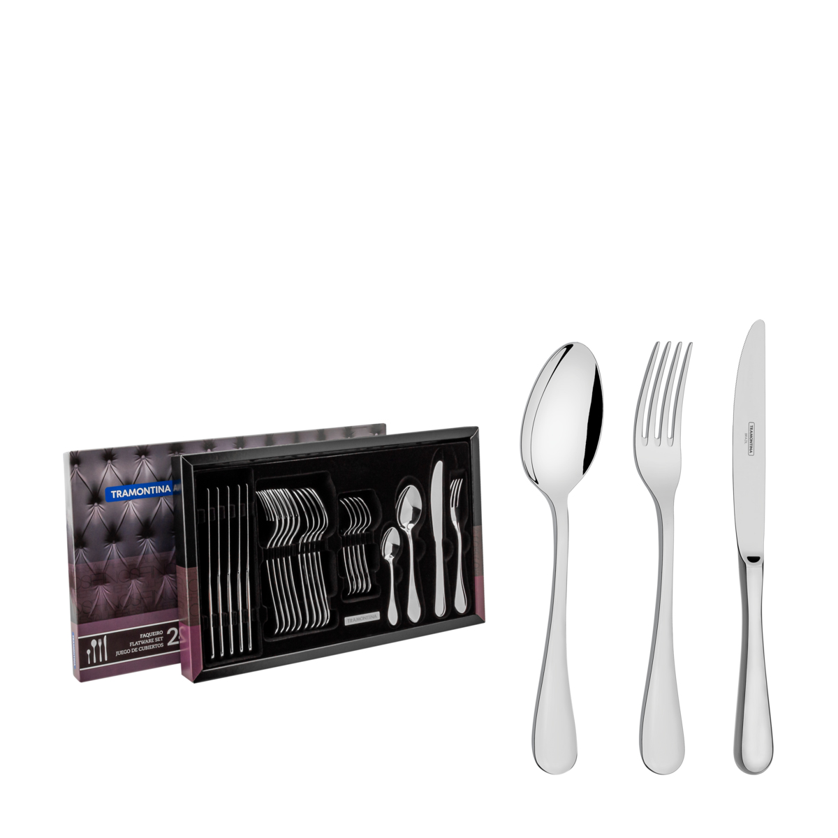 CLASSIC HIGH GLOSS 18/10 S/STEEL CUTLERY SET 24 PIECE   By Tramontina