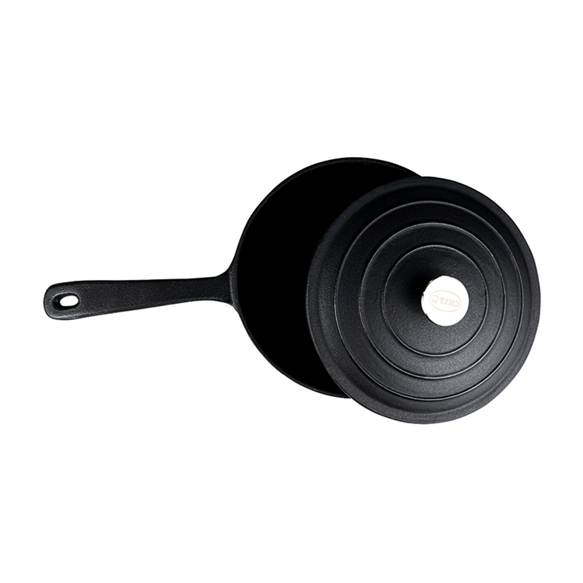 CAST IRON CHEF SAUCEPAN WITH LID 240MM BLACK