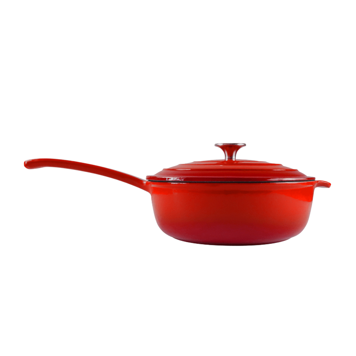 CAST IRON CHEF SAUCEPAN WITH LID 240MM   RED