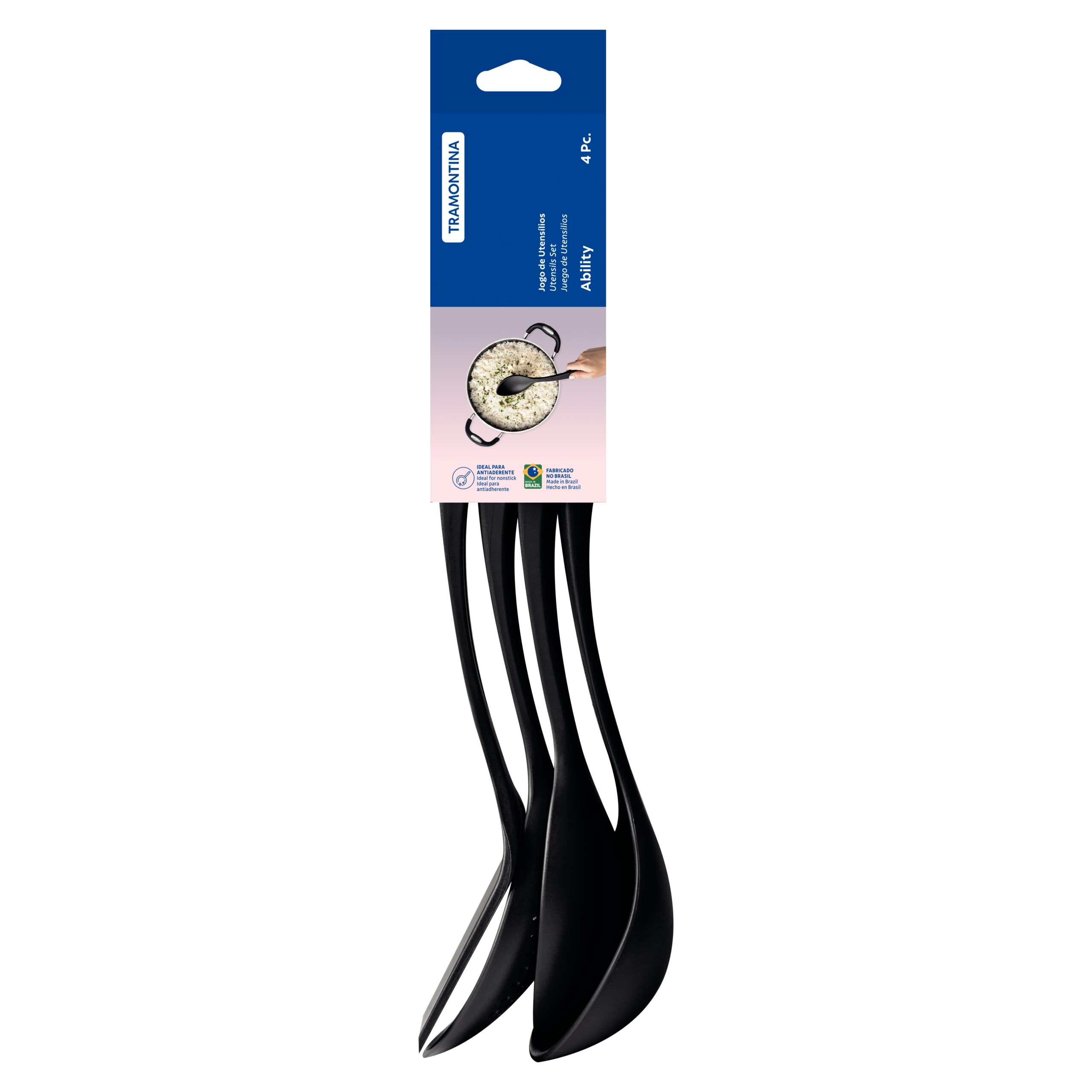 4 PIECE UTENSIL SET BLACK NYLON By Tramontina