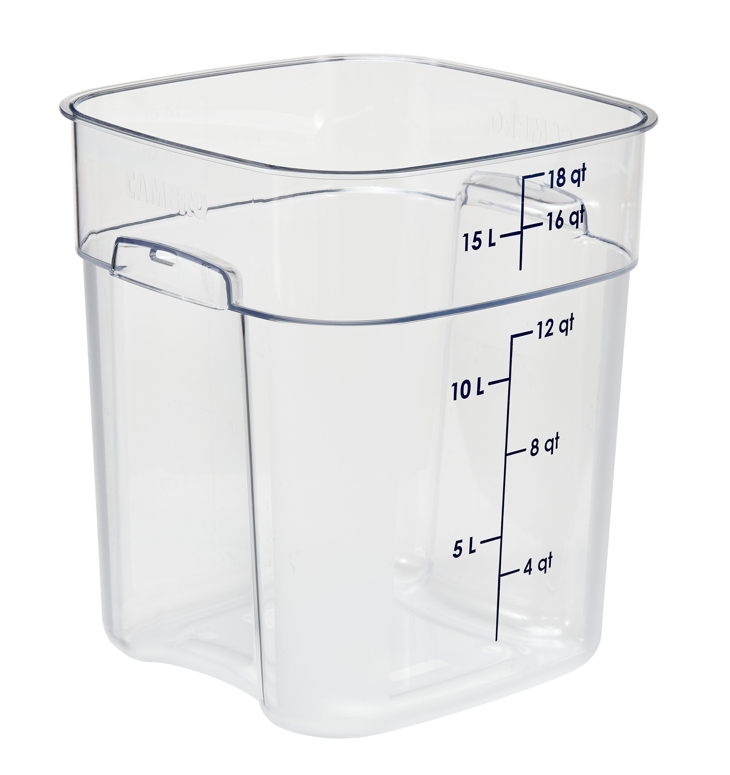 SQUARE POLYCARBONATE STORAGE CONTAINER CLEAR 18 LTR   By Cambro