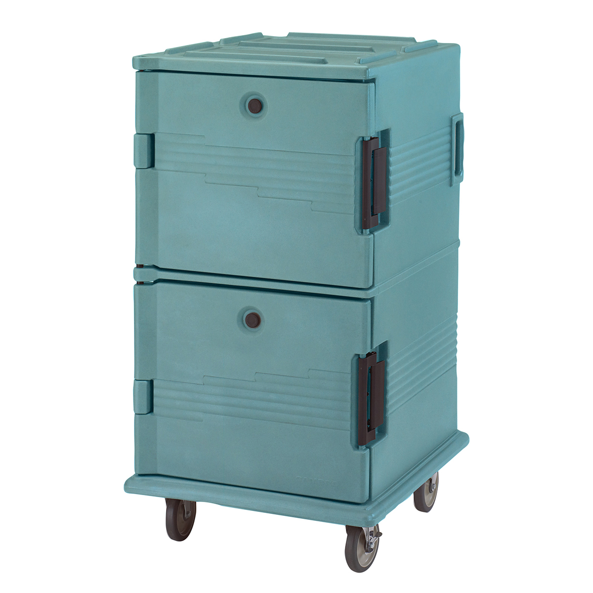 UPC FRONT LOADER 1600 SERIES SLATE BLUE 72CM W X 82CM D X135CM H – TWO COMPARTMENT WITH WHEELS   By Cambro