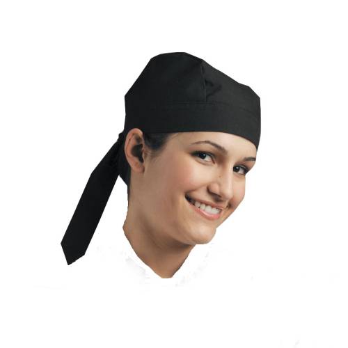 CHEFS SCULL CAP, TIED   BLACK